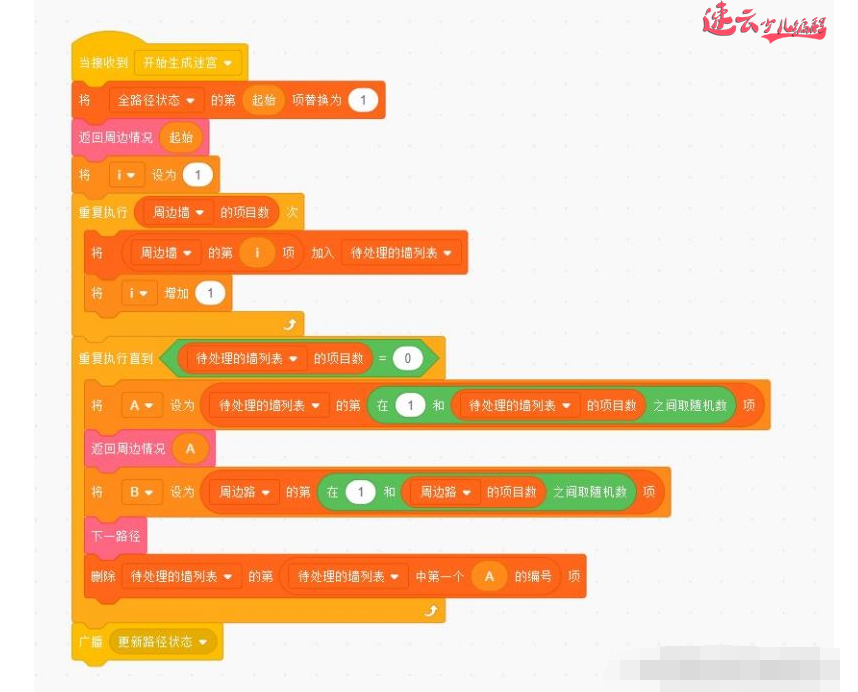 山东机器人编程:用Scratch制作“自动生成”迷宫通道!~济南机器人编程~机器人编程(图8) 山东机器人编程:用Scratch制作“自动生成”迷宫通道!~济南机器人编程~机器人编程(图8)